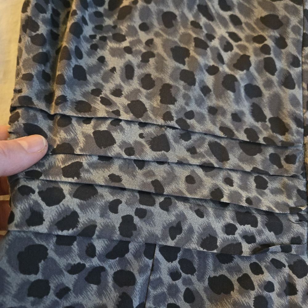 Ann Taylor Silk Black Grey Abstract Leopard Print Midi Sheath Dress CW3 - Picture 8 of 10